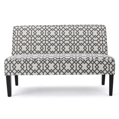 Benjara Xen Loveseat, Eclectic Gray And White Pattern Polyester, 50 Inch