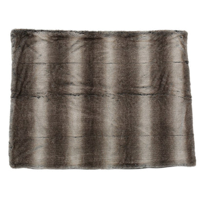 Benjara Tini 50x60 Throw Blanket, Rich Brown Faux Fur, One Sided Design