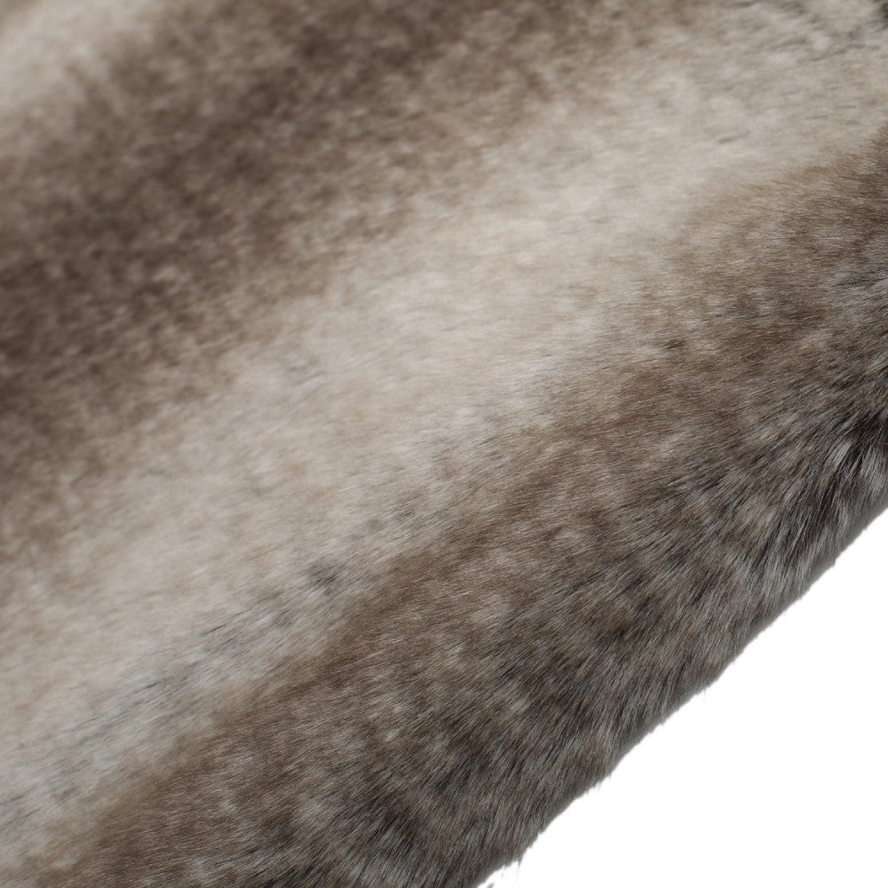 Benjara Tini 50x60 Throw Blanket, Rich Brown Faux Fur, One Sided Design