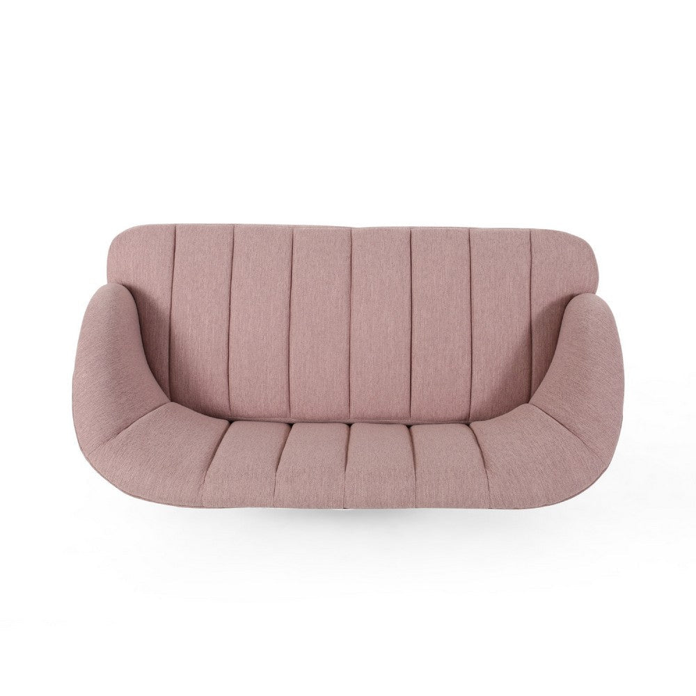 Benjara Buno Loveseat, Blush Pink Tufted Polyester, Metal Hairpin Legs 50 Inch