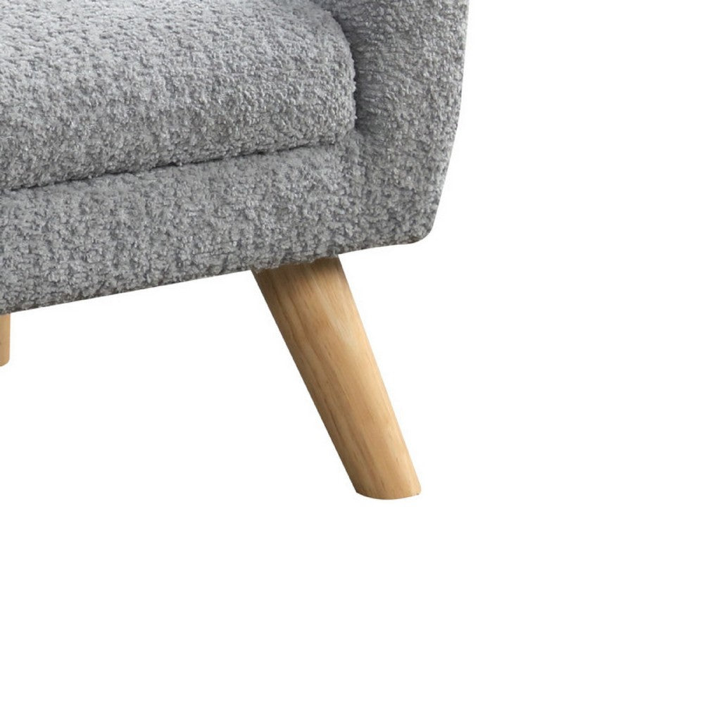 Benjara Aelia Kids Size Sofa Chair, Wood Legs, Gray Tufted Chenille 29 Inch