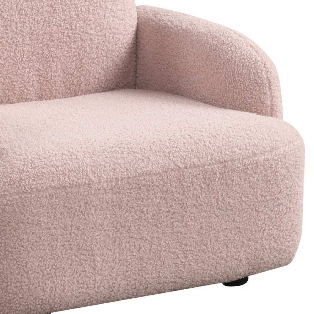Benjara Raye Bear Shaped Kids Armchair with Black Legs, Pink Teddy Velvet