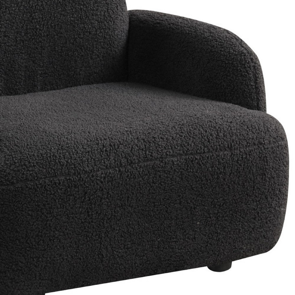 Benjara Raye Bear Shaped Kids Armchair with Black Legs, Black Teddy Velvet