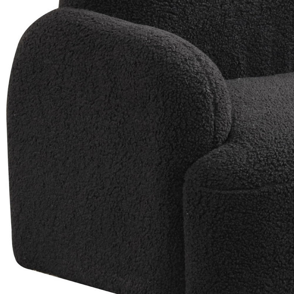 Benjara Raye Bear Shaped Kids Armchair with Black Legs, Black Teddy Velvet