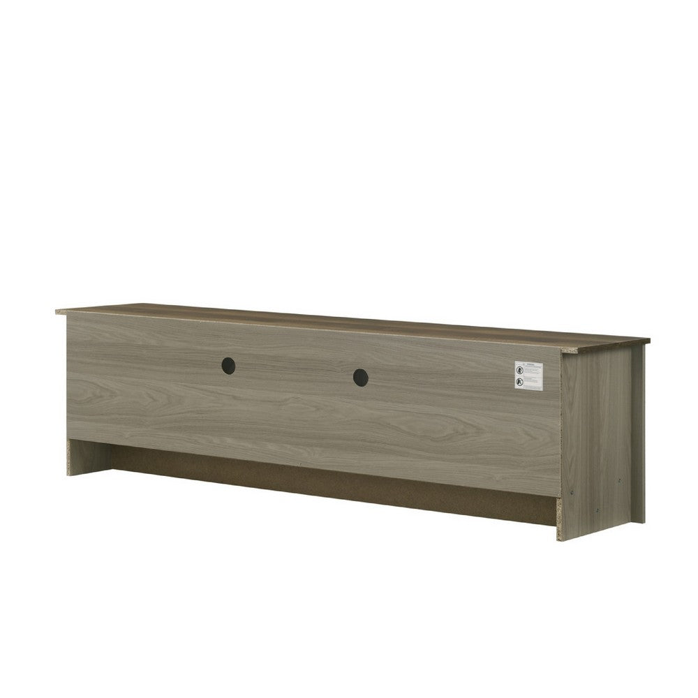 Benjara Nena TV Stand Cabinet, 2 Cabinet Doors, Brown Wood Top, Oak Gray