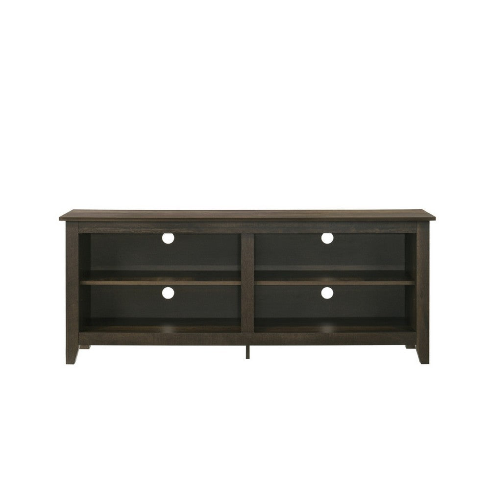 Benjara Trove TV Stand Media Cabinet w Open Shelves, Dusty Oak Brown 58 Inch
