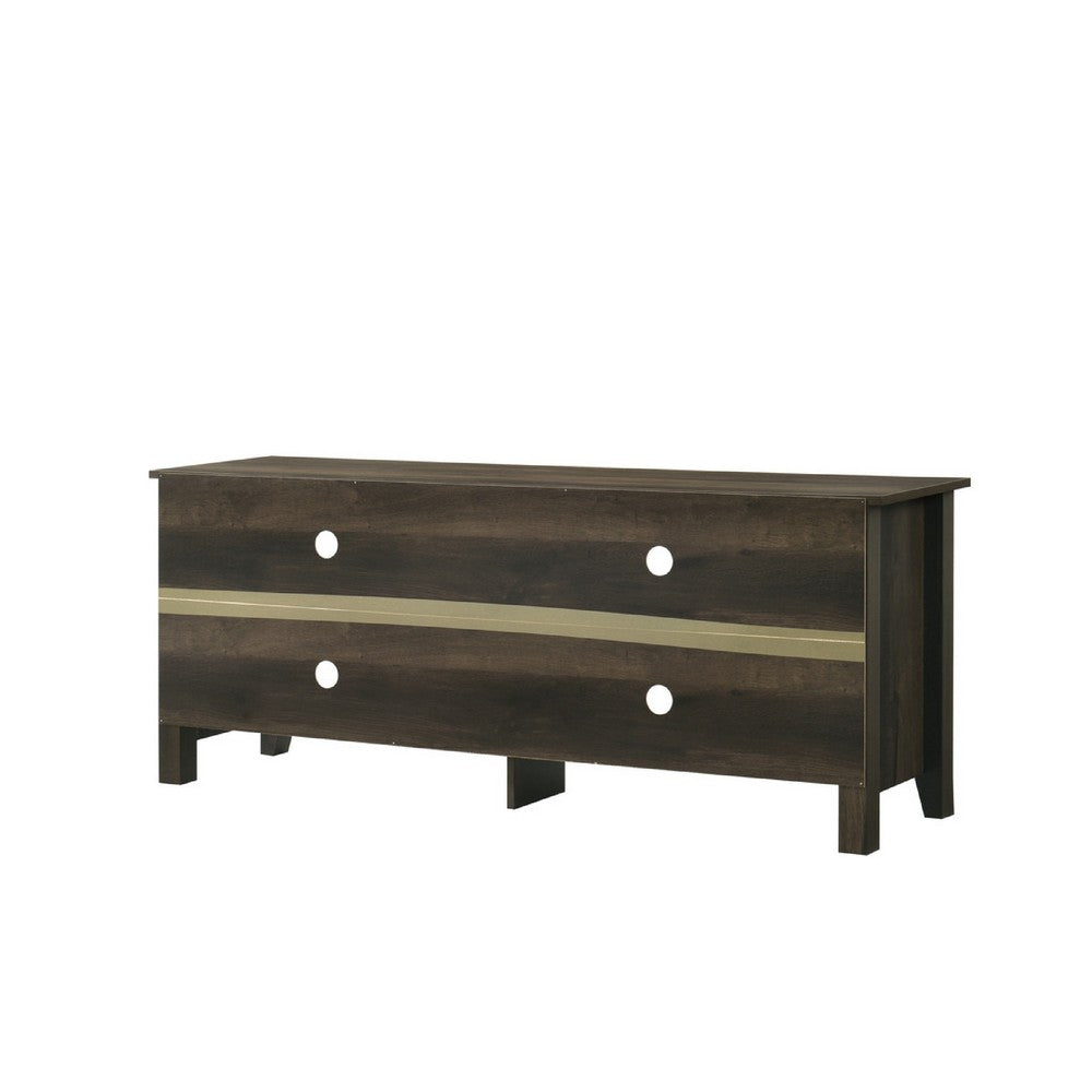 Benjara Trove TV Stand Media Cabinet w Open Shelves, Dusty Oak Brown 58 Inch