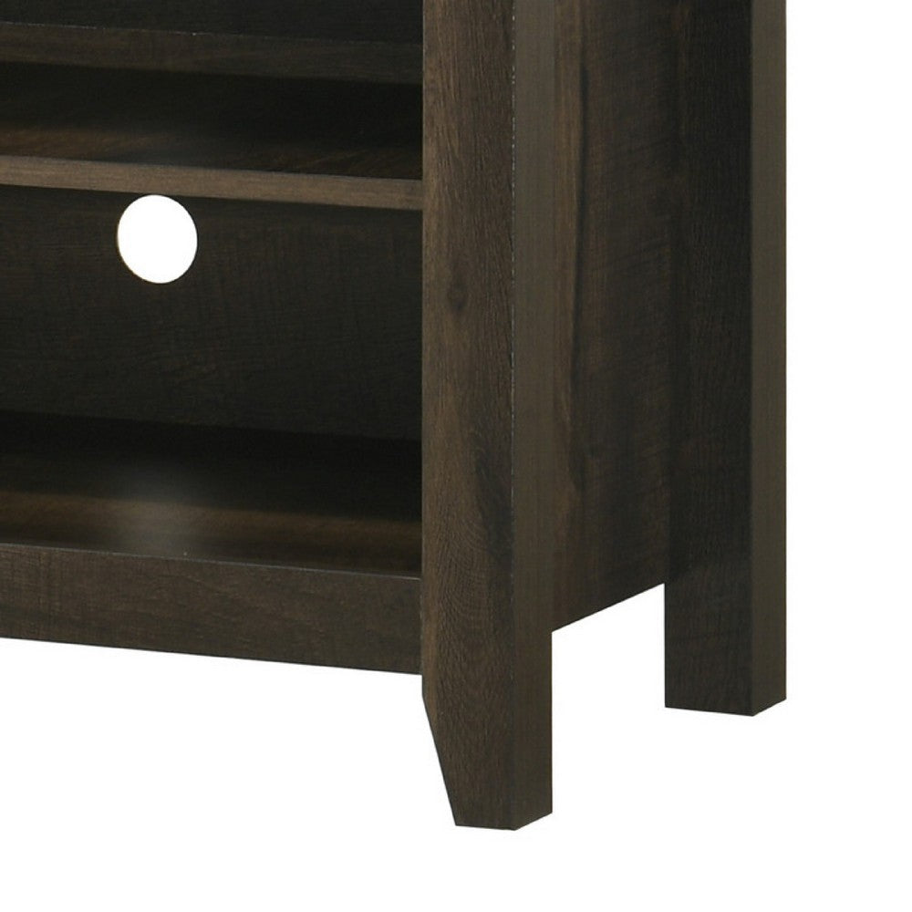Benjara Trove TV Stand Media Cabinet w Open Shelves, Dusty Oak Brown 58 Inch