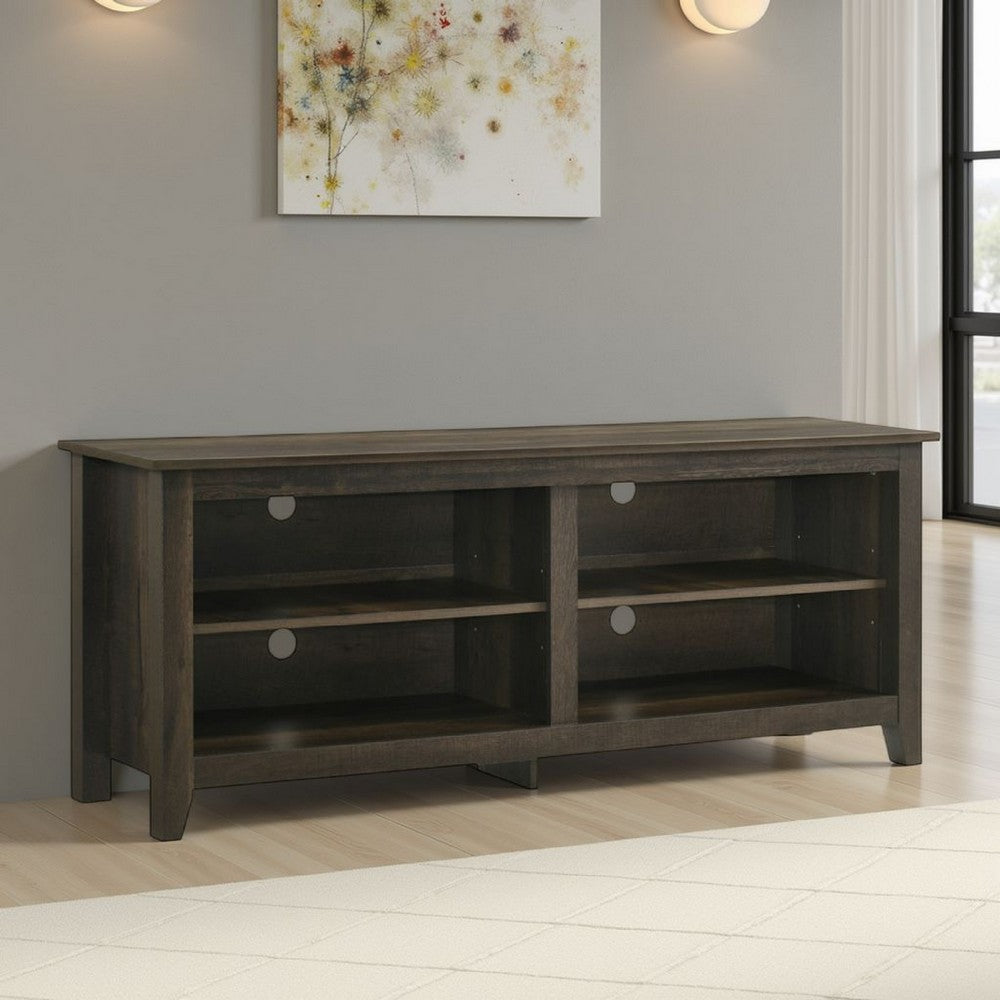 Benjara Trove TV Stand Media Cabinet w Open Shelves, Dusty Oak Brown 58 Inch