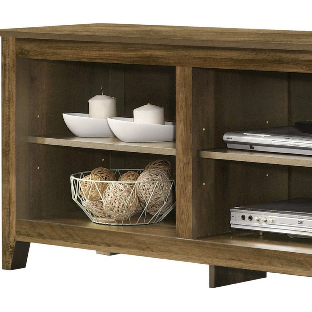 Benjara Nitto TV Stand Media Cabinet, Adjustable Shelves, Oak Brown 70 Inch