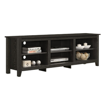 Benjara Nitto TV Stand Media Cabinet, Adjustable Open Shelf, Dark Gray 70 Inch