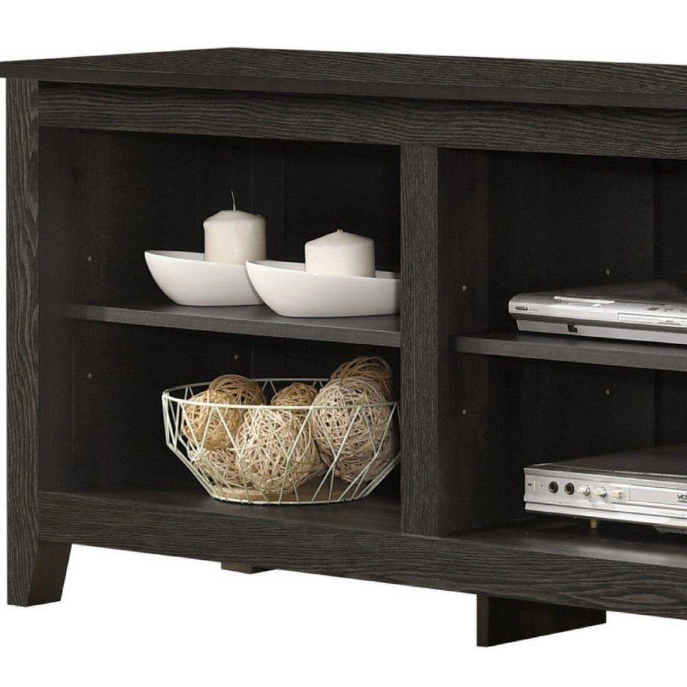 Benjara Nitto TV Stand Media Cabinet, Adjustable Open Shelf, Dark Gray 70 Inch