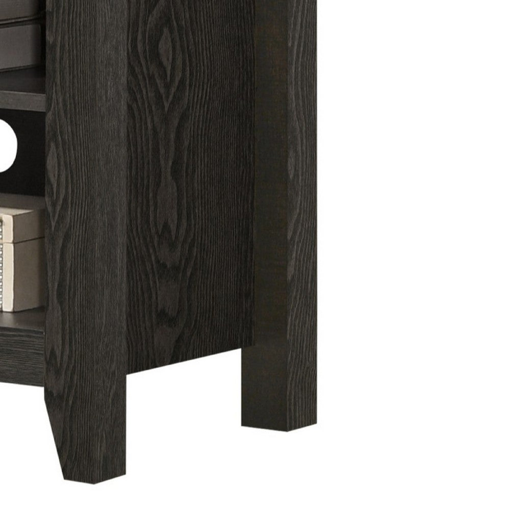 Benjara Nitto TV Stand Media Cabinet, Adjustable Open Shelf, Dark Gray 70 Inch