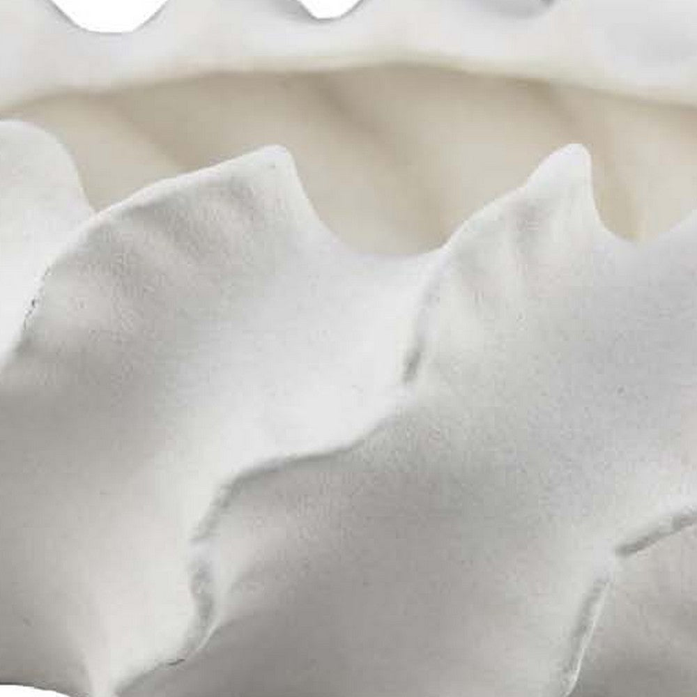 Benjara Velz Decorative Planter, 16 Inch Wavy Edge, Matte White Ceramic