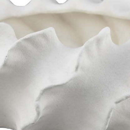 Benjara Velz Decorative Planter, 16 Inch Wavy Edge, Matte White Ceramic