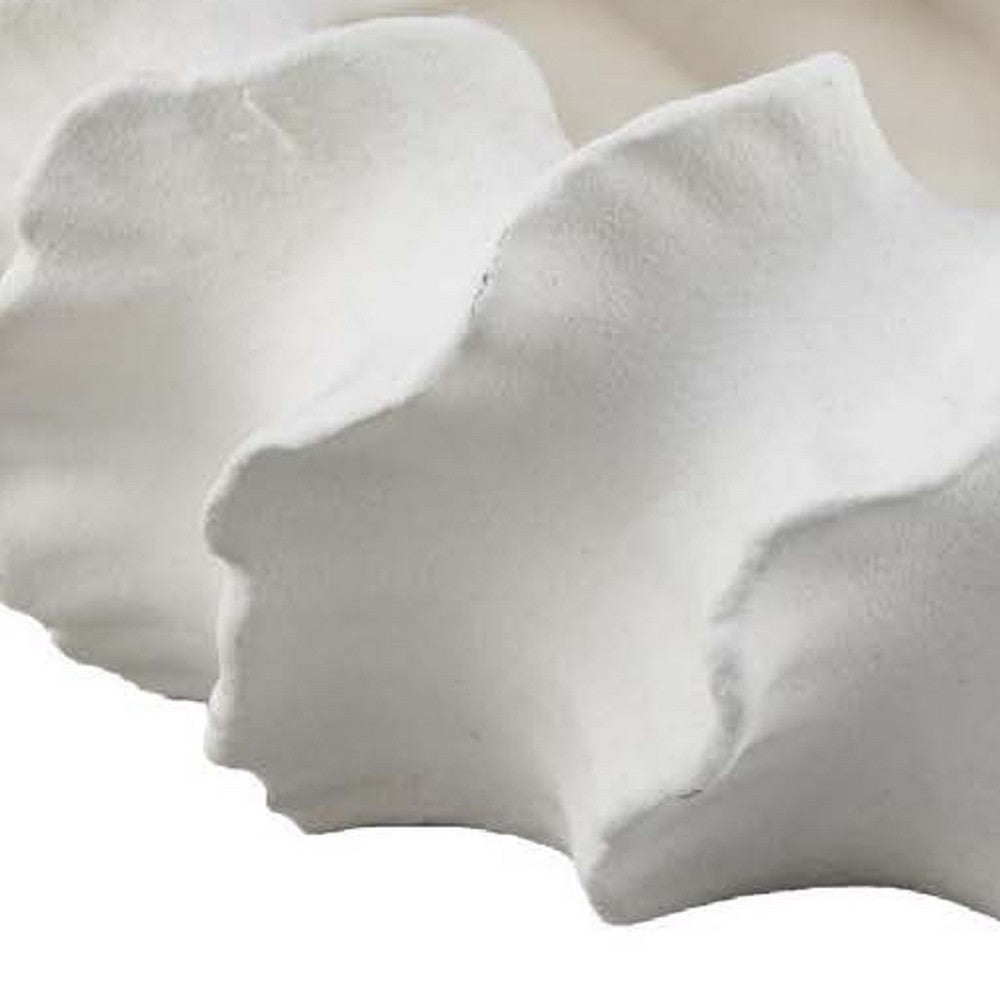 Benjara Velz Decorative Planter, 16 Inch Wavy Edge, Matte White Ceramic
