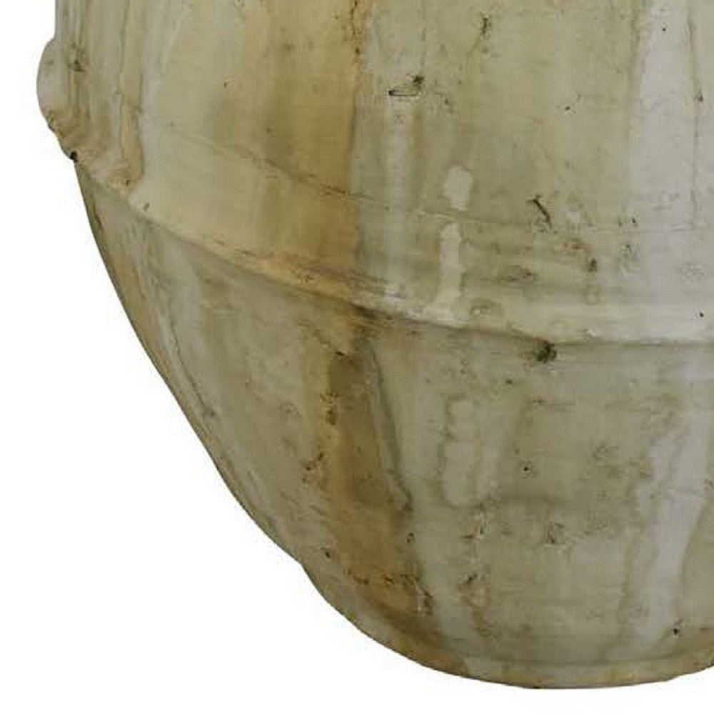 Benjara Sye Garden Planter, 23 Inch Round Shape Pot, Earthy Beige Terracotta