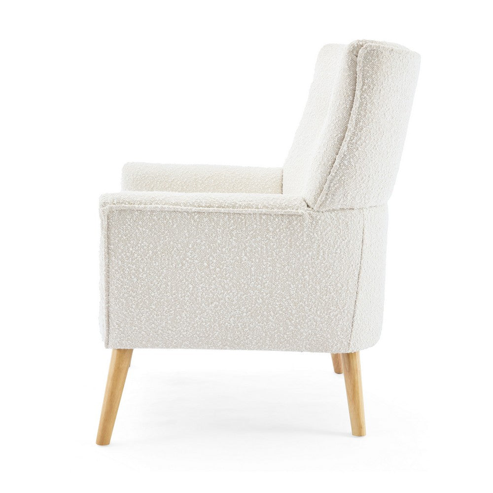 Benjara Accent Chair, Tufted Wingback, Modern Almond White Granular Fabric