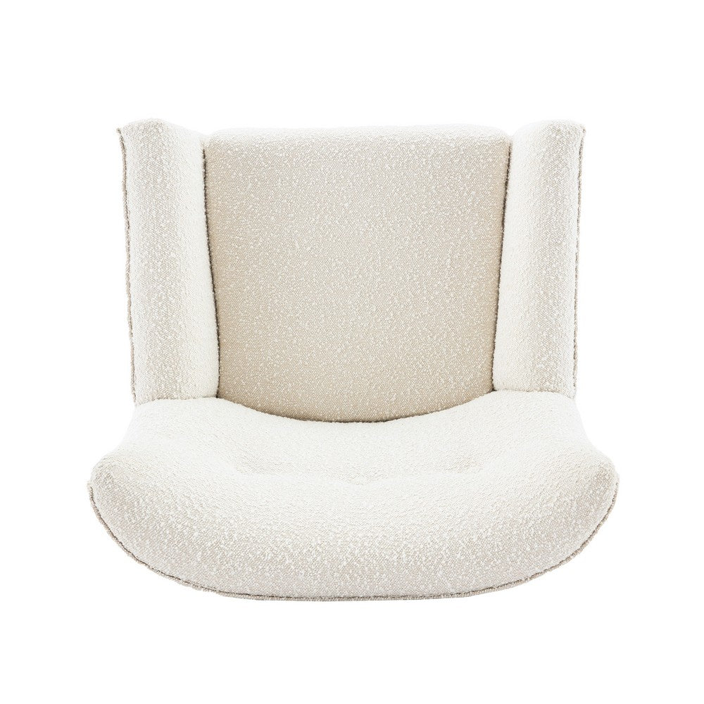 Benjara Accent Chair, Tufted Wingback, Modern Almond White Granular Fabric