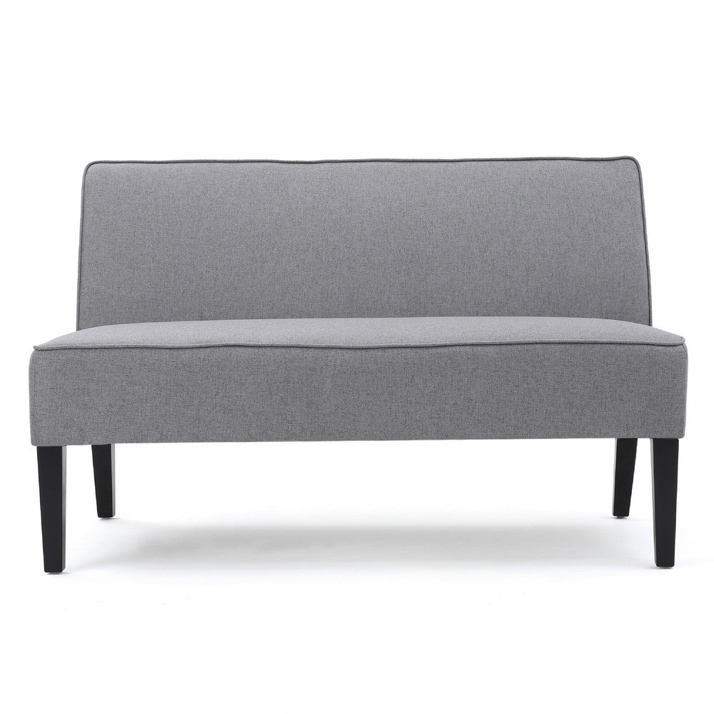 Benjara Cimy Armless Loveseat, Birch Wood Black Legs, Gray Polyester, 50 Inch