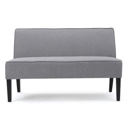 Benjara Cimy Armless Loveseat, Birch Wood Black Legs, Gray Polyester, 50 Inch