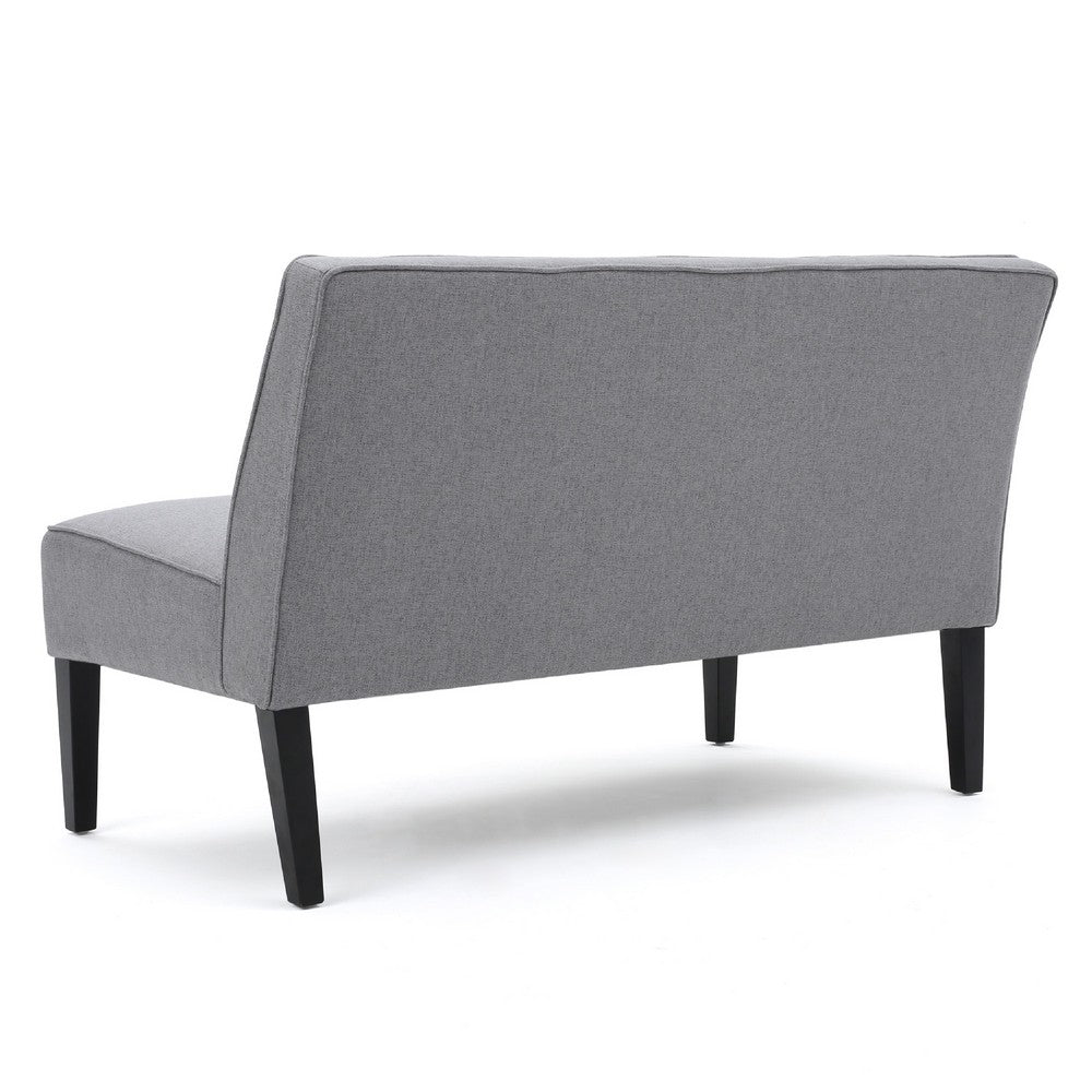 Benjara Cimy Armless Loveseat, Birch Wood Black Legs, Gray Polyester, 50 Inch