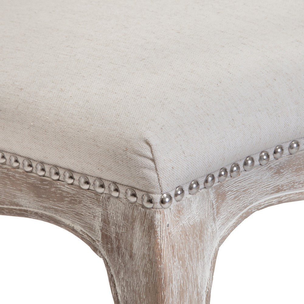 Benjara Cen Dining Side Chair Set of 2, Beige Tufted Back, Gray Wood Legs