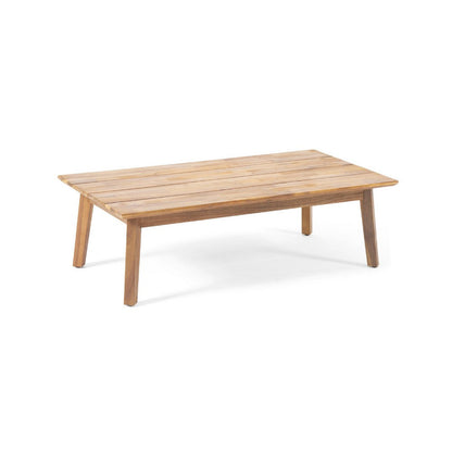 Benjara Loveseat And Coffee Table Outdoor Set, Slatted Brown Acacia Wood