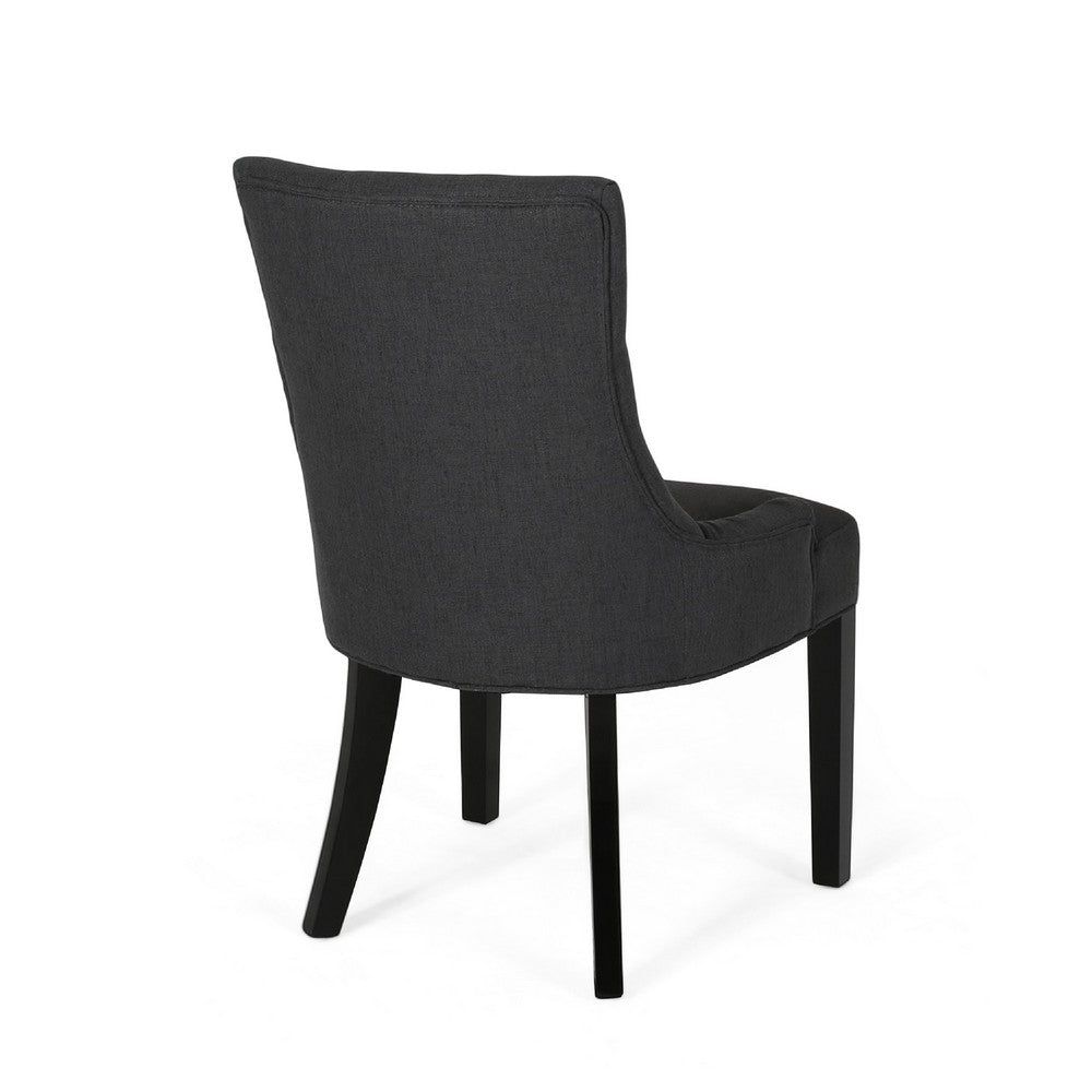 Benjara Chen Dining Chair Set of 2, Upholstered Tufted Backrest, Gray Fabric