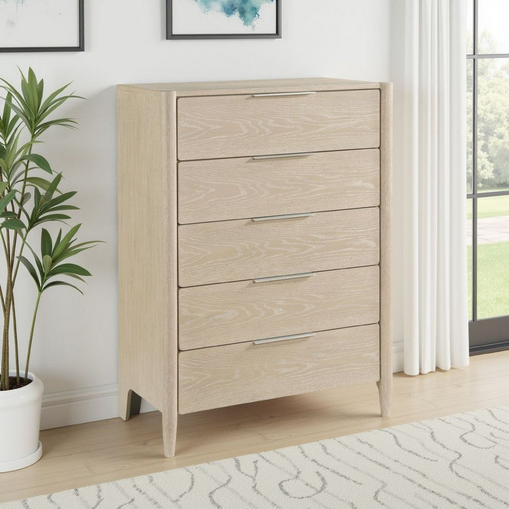 Benjara Maty Nightstand, 2 Drawers, White Marble Top, Light Oak Brown Ceruse