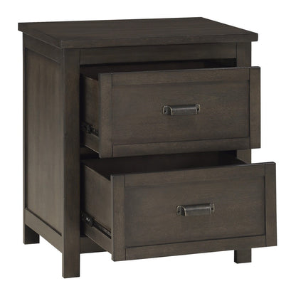Benjara Bron Nightstand, 2 Drawers, Dark Cherry Brown Birch Veneer, 28 Inch