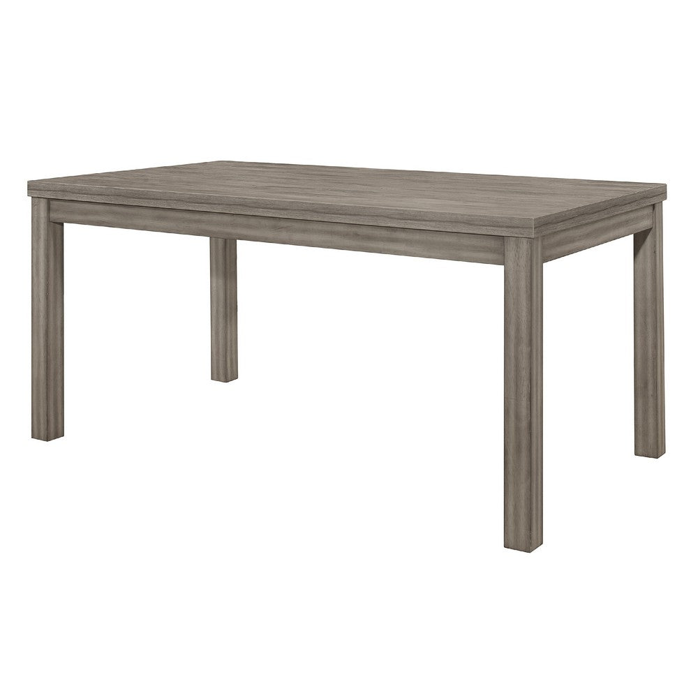 Benjara Rie Dining Table, 64 Inch Rectangular Tabletop, Gray Melamine Board
