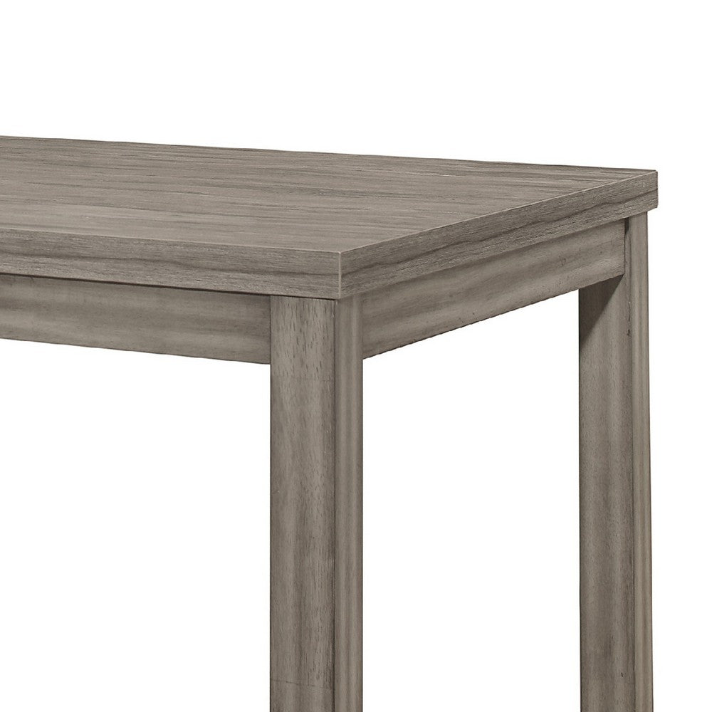 Benjara Rie Dining Table, 64 Inch Rectangular Tabletop, Gray Melamine Board