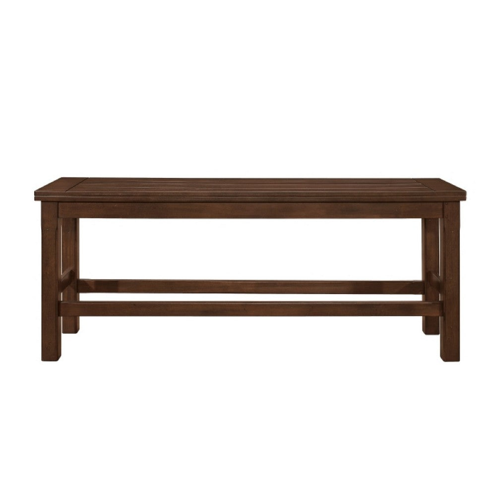 Benjara Lsy Counter Height Dining Bench, 64 Inch Dark Brown Wood Frame