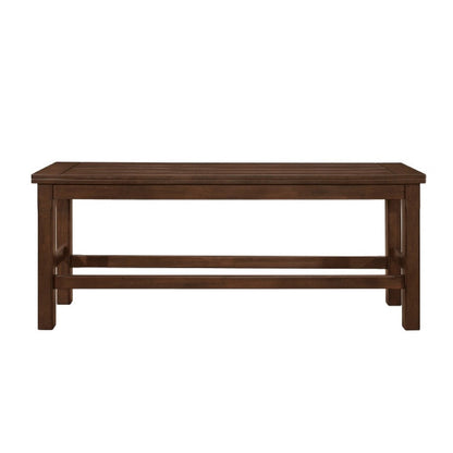 Benjara Lsy Counter Height Dining Bench, 64 Inch Dark Brown Wood Frame