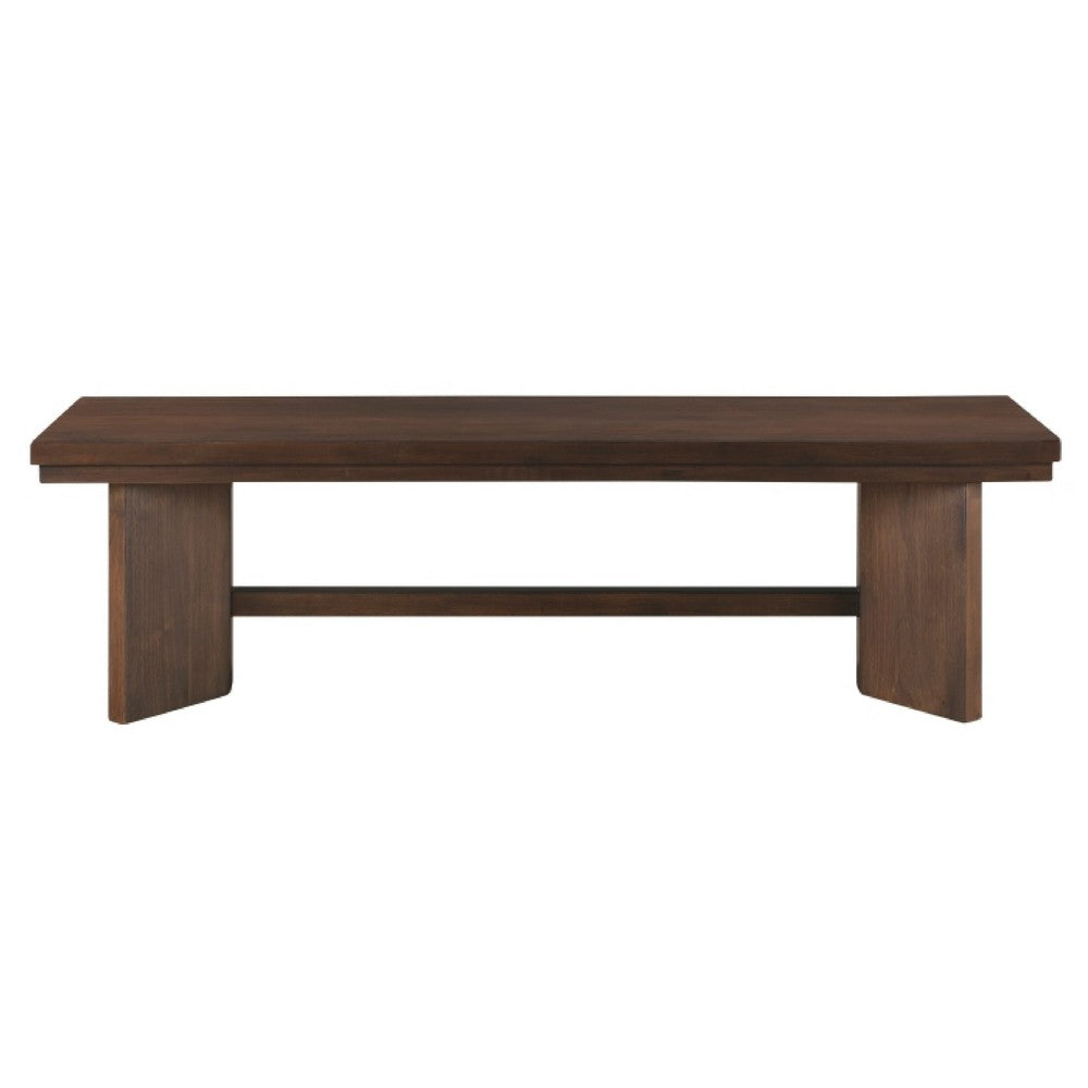 Benjara Bloi Dining Bench, X Shaped Trestle Base, 59 Inch, Brown Wood Frame
