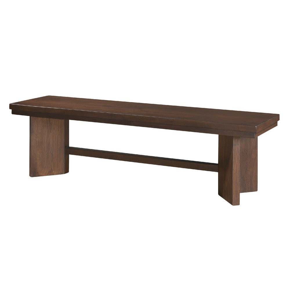 Benjara Bloi Dining Bench, X Shaped Trestle Base, 59 Inch, Brown Wood Frame