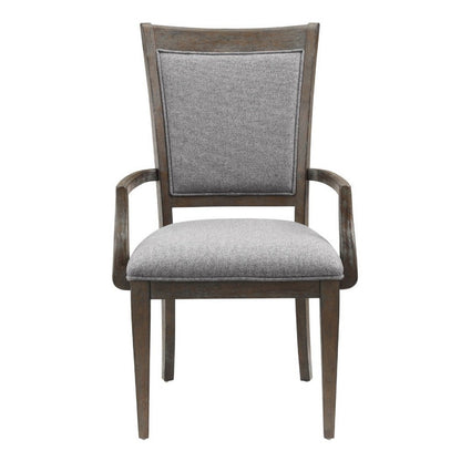 Benjara Koa Dining Armchair Set of 2, Padded Seat And Back, Driftwood Brown