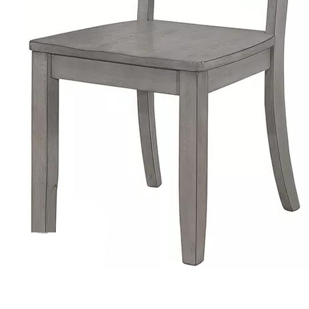 Benjara Janu Set of 2 Side Dining Chair, X Shaped Backrest, Gray Solid Wood