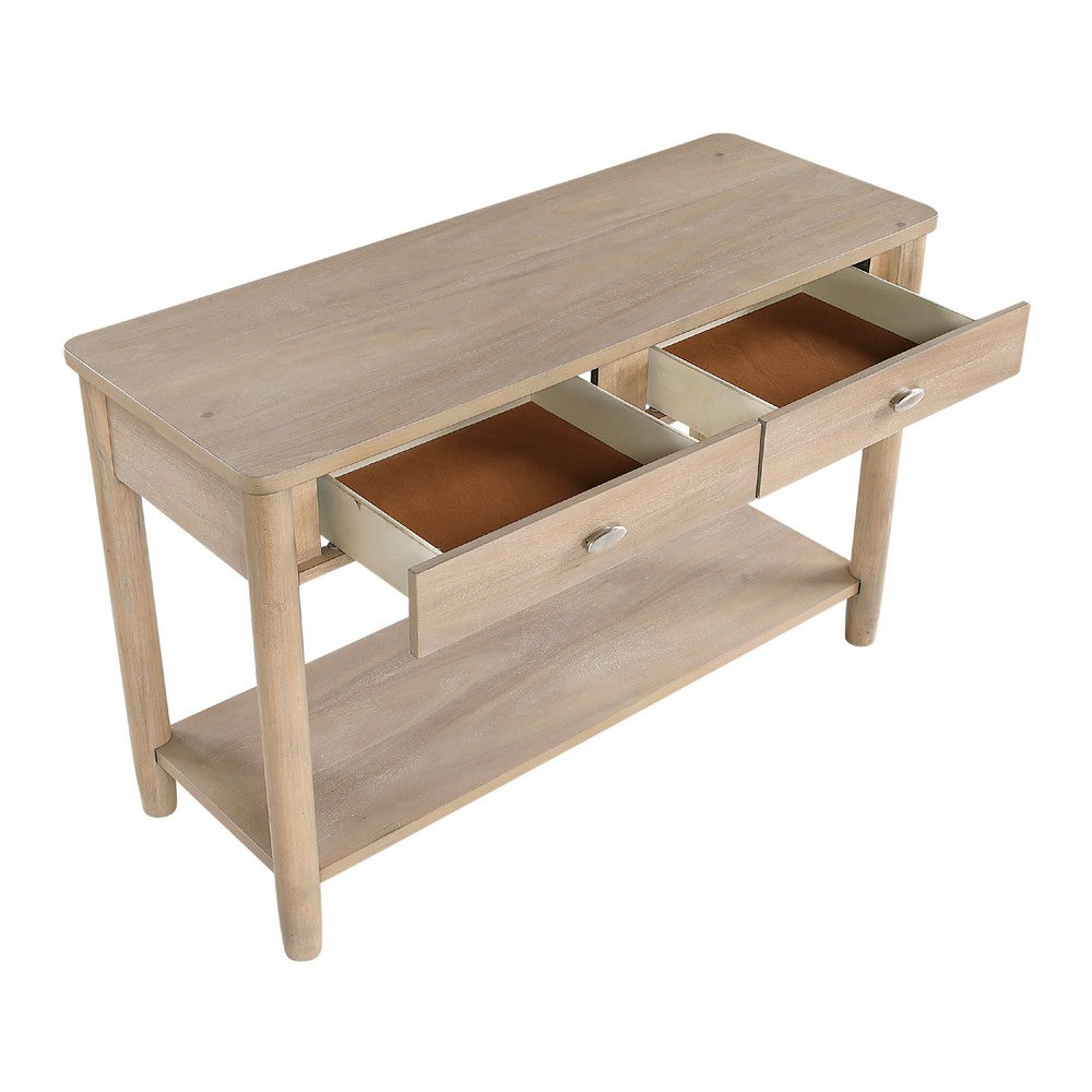 Benjara Neka Sofa Console Table, Farmhouse Natural Brown Wood Veneer, 48 Inch