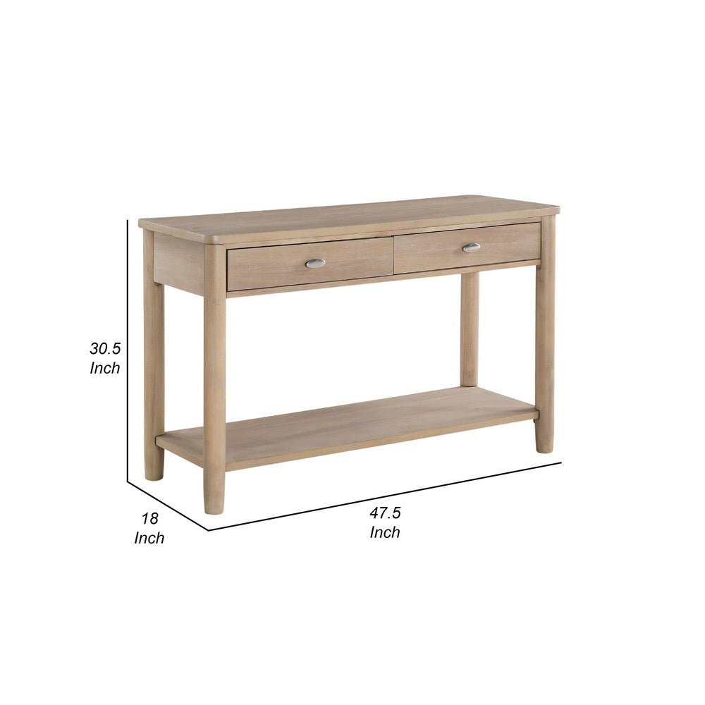 Benjara Neka Sofa Console Table, Farmhouse Natural Brown Wood Veneer, 48 Inch