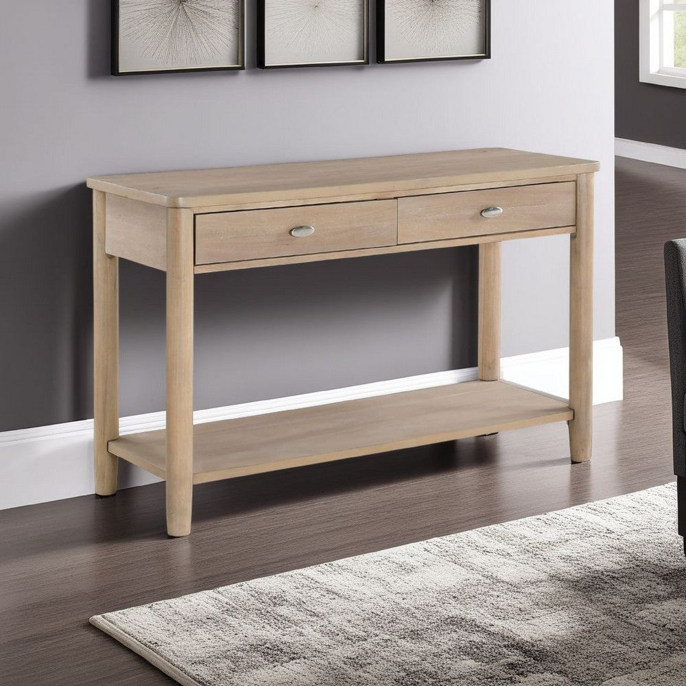 Benjara Neka Sofa Console Table, Farmhouse Natural Brown Wood Veneer, 48 Inch