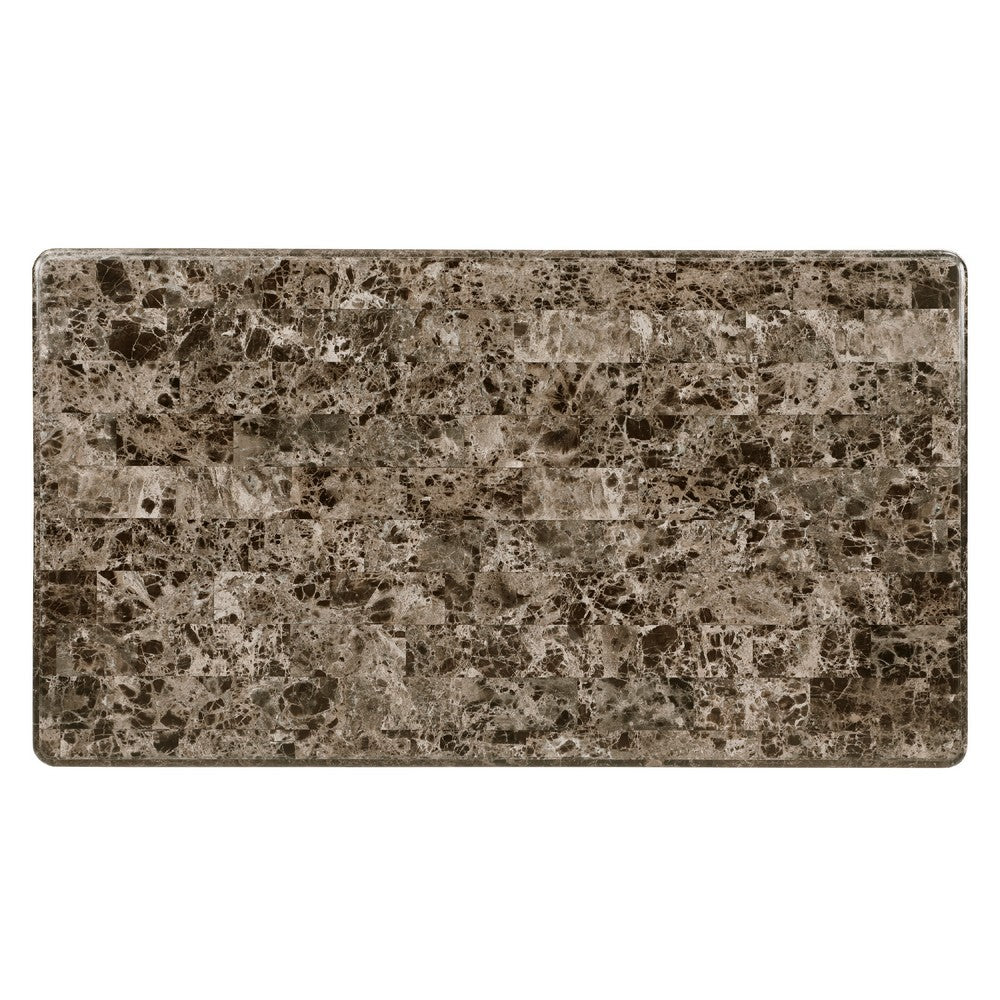 Benjara Hesar Coffee Table, 51 Inch Marble Top, Cherry Brown, Cabriole Legs
