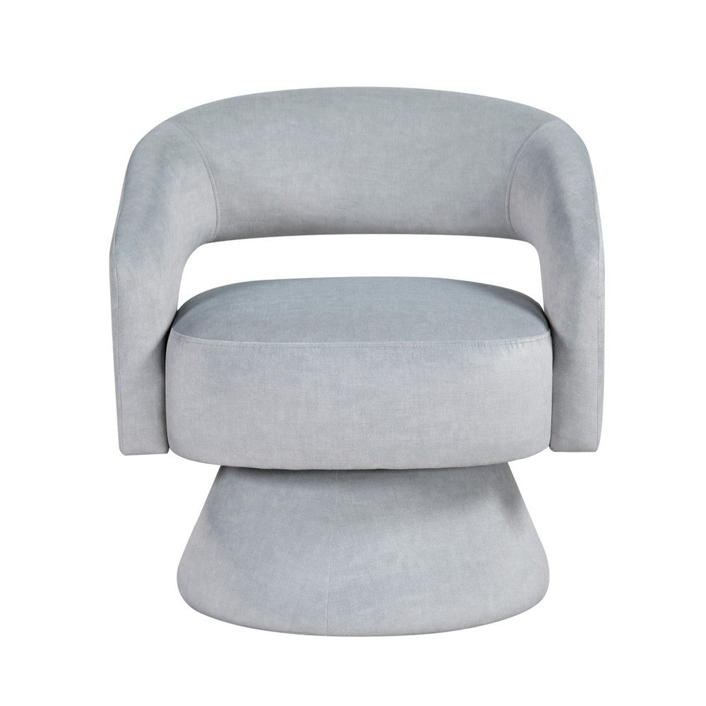 Benjara Lessa Swivel Accent Chair, Light Gray, Round Base, Soft Foam Cushion
