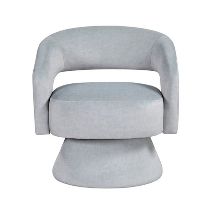 Benjara Lessa Swivel Accent Chair, Light Gray, Round Base, Soft Foam Cushion