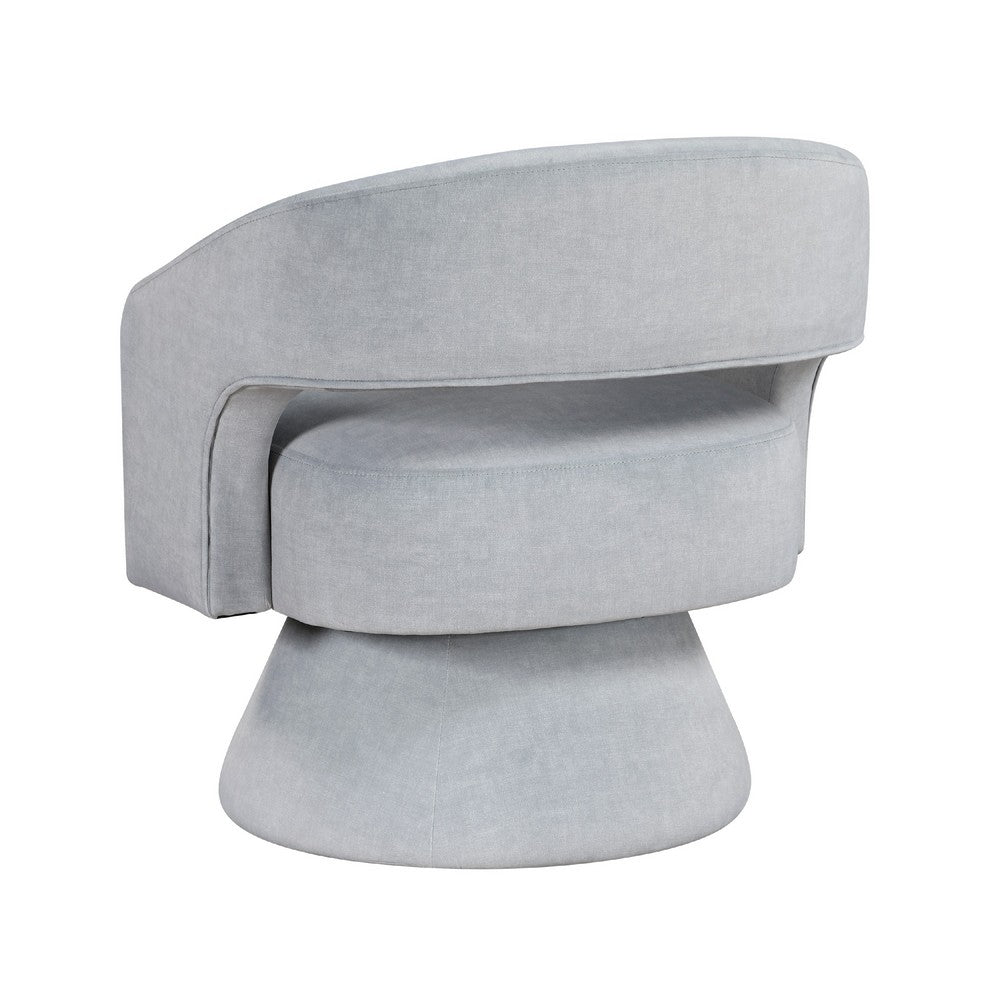 Benjara Lessa Swivel Accent Chair, Light Gray, Round Base, Soft Foam Cushion