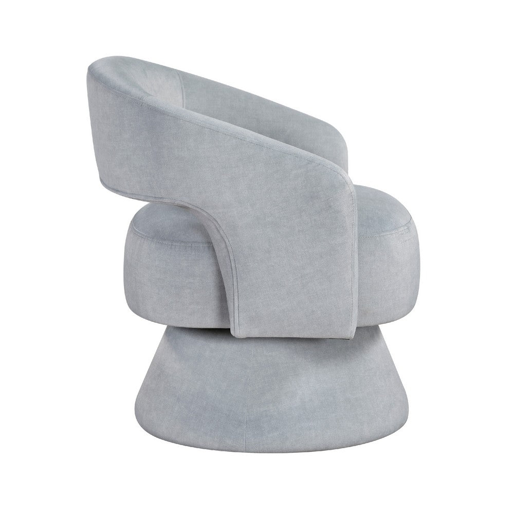 Benjara Lessa Swivel Accent Chair, Light Gray, Round Base, Soft Foam Cushion