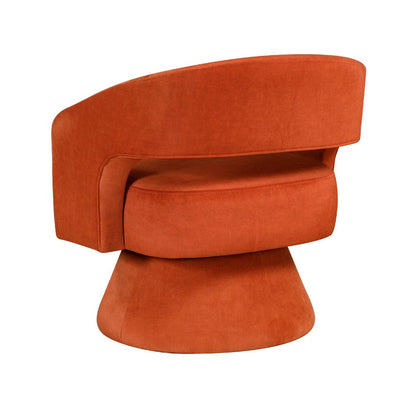 Benjara Lessa Swivel Accent Chair, Orange, Round Base, Soft Foam Cushion