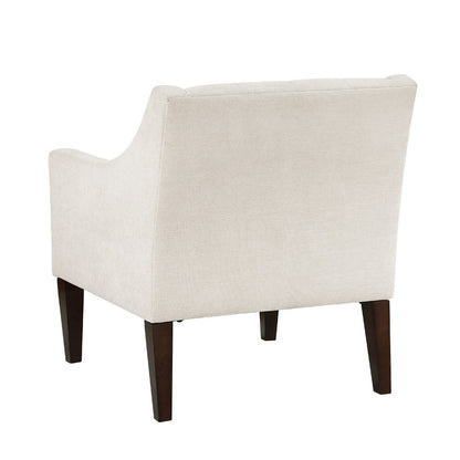 Benjara Ginna Accent Armchair, Button Tufted Beige Polyester, Brown Legs