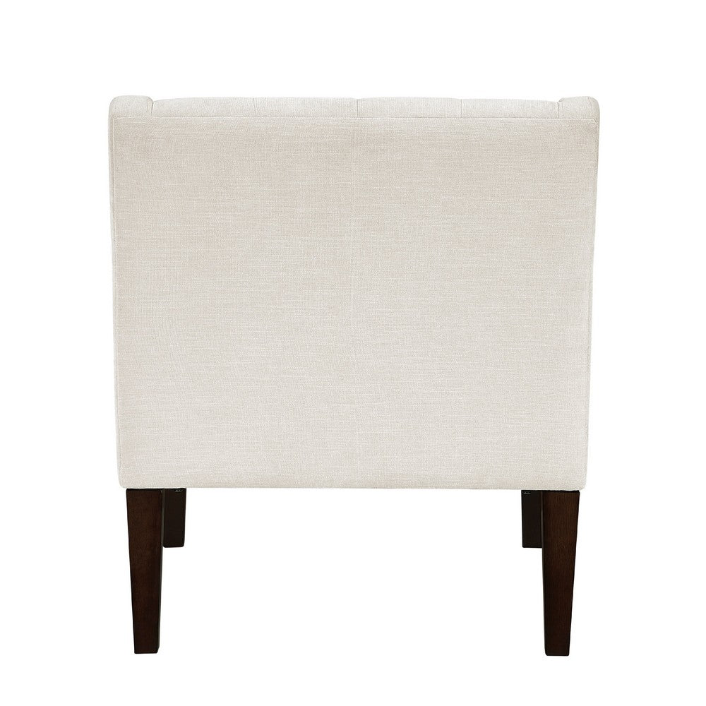 Benjara Ginna Accent Armchair, Button Tufted Beige Polyester, Brown Legs